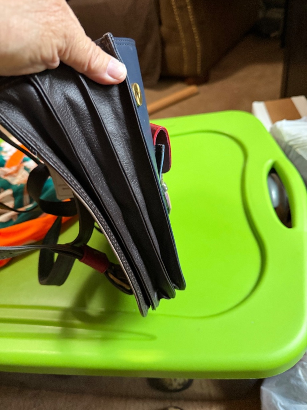 Well made, genuine leather color block backpack, made by Soruka, - Picture 9 of 14